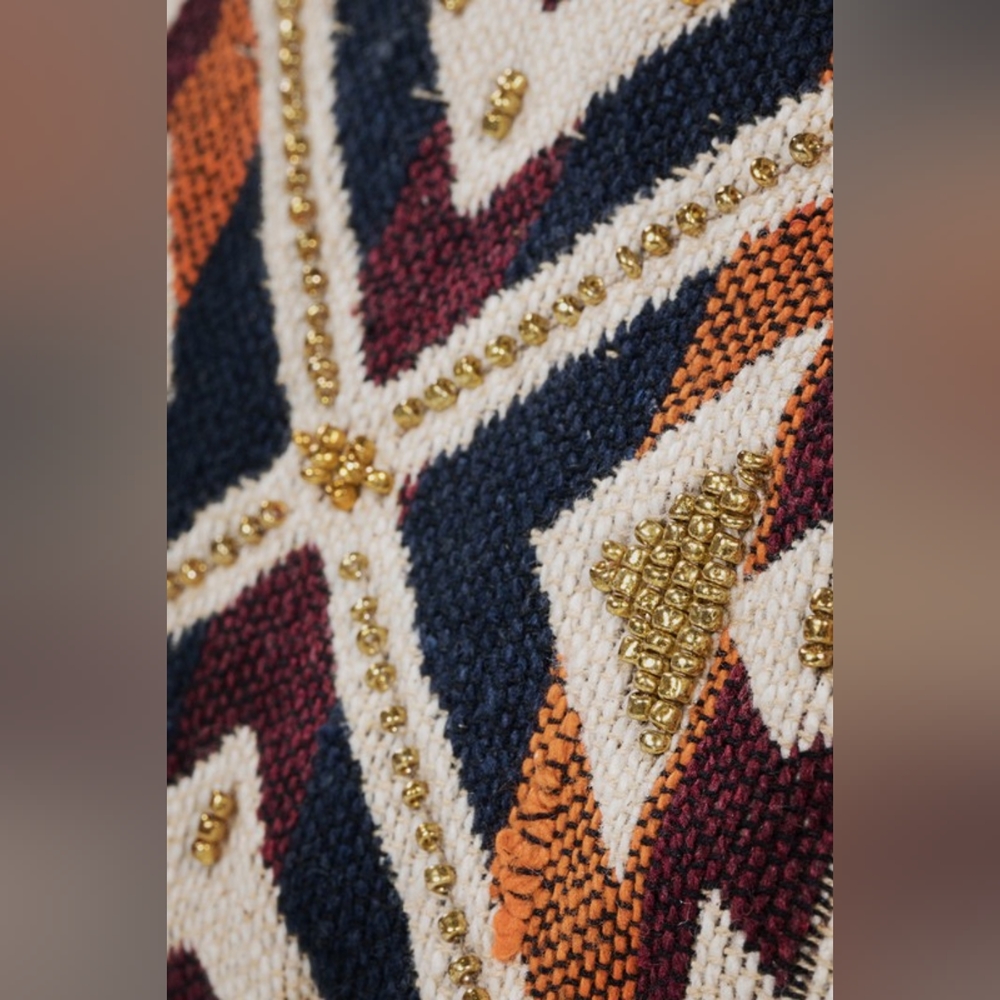 Handmade Hand Beaded Wristlet Clutch - Ethnic Tribal Inspired Design - Yarn Dyed - Picture 7 of 7